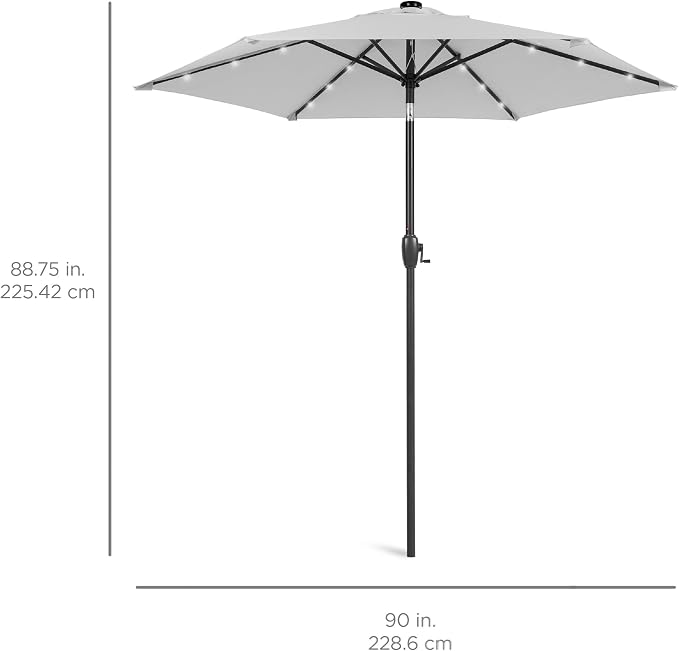 Best Choice Products 7.5ft Outdoor Solar Market Table Patio Umbrella - Image 7
