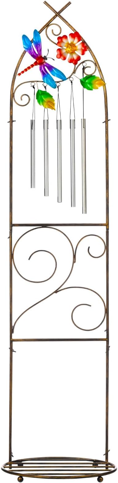 Plant Stands with Garden Trellis, 48” Metal Standing Wind Chimes Plant Pot - Image 2