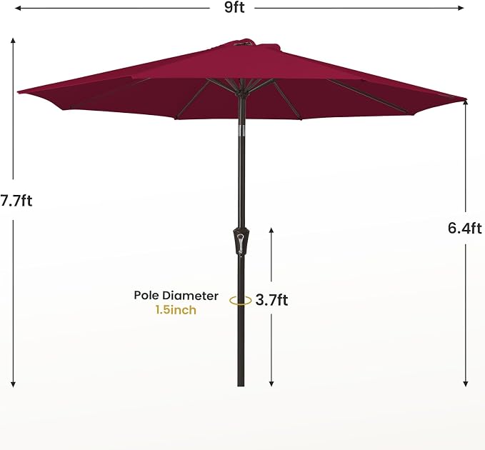 MEWAY 9ft Patio Umbrella Outdoor Table Umbrellas - Image 7