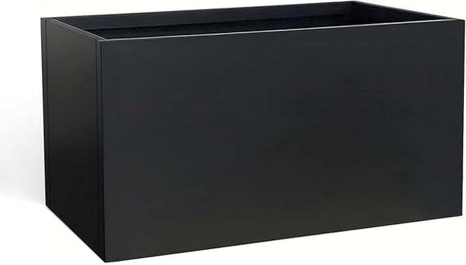 Galvanized Steel Planter Black Metal Outdoor Planter Powder Coated 32" x 12" x by DISCOVERINGBEAUTY