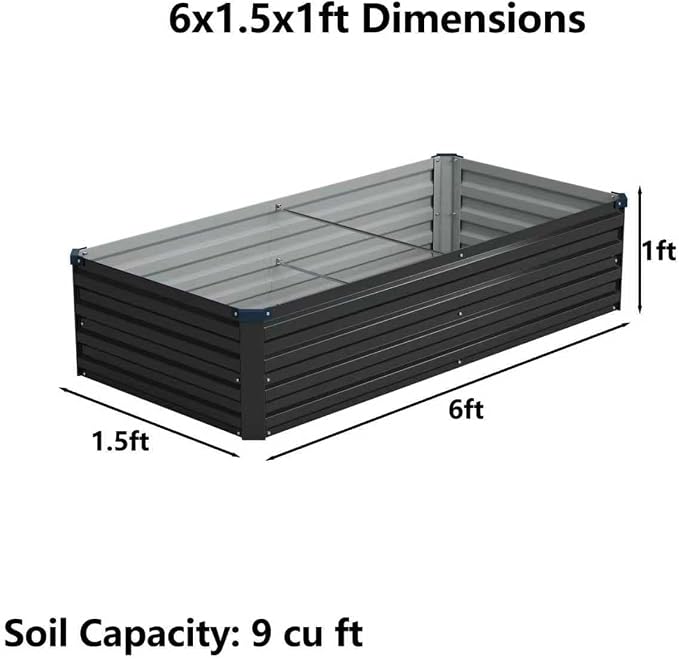 6x1.5x1ft Galvanized Raised Garden Bed, Outdoor Planter Box Metal Patio Kit - Image 2