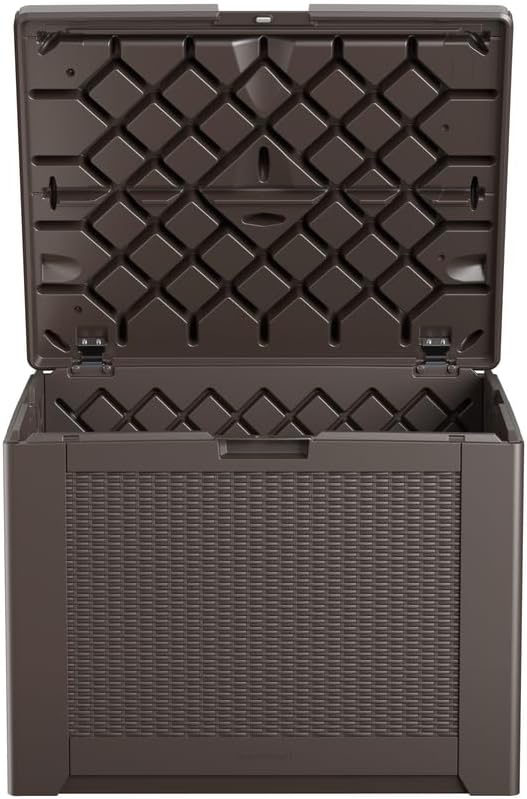 Rubbermaid Medium Resin Outdoor Storage Deck Box Weather Resistant Brown Deck - Image 4