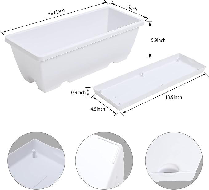 Window Box Planter, 7 Pack Plastic Vegetable Flower Planters Boxes 17 Inches - Image 2