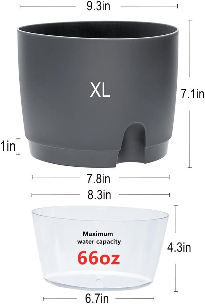 Self Watering Planter for Indoor Plants, 2 Pack 9.3 Inch Flower Pot Modern - Image 6