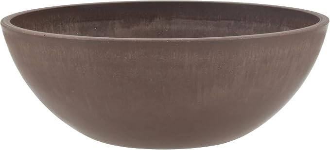 PSW Pot Collection M25C 10-inch Plastic/Stone/Wood Composite Low Bowl Planter – by PSW