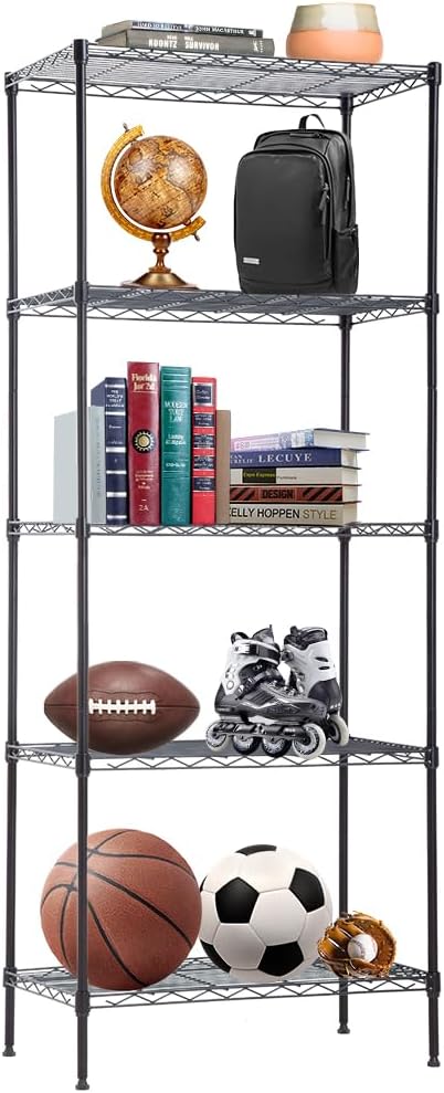 BestOffice | 5-Tier Wire Storage Shelves | 14x24x60 | Black| Heavy-Duty Metal by BestOffice