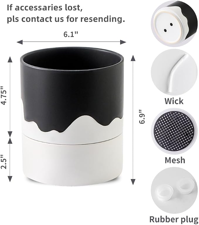 Nihow Self Watering Plant Pot: 6 Inch Ceramic Planter - Image 2