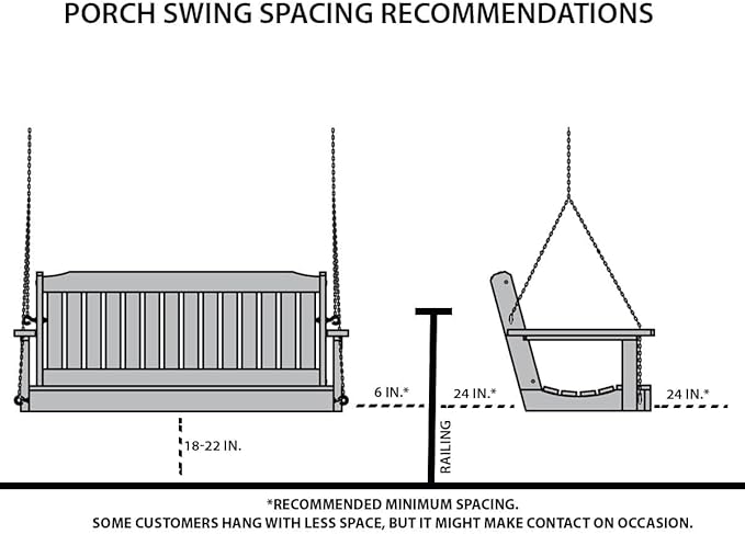 Amish Casual Heavy Duty Mission Treated Porch Swing, Unfinished, 8Ft Chains - Image 3