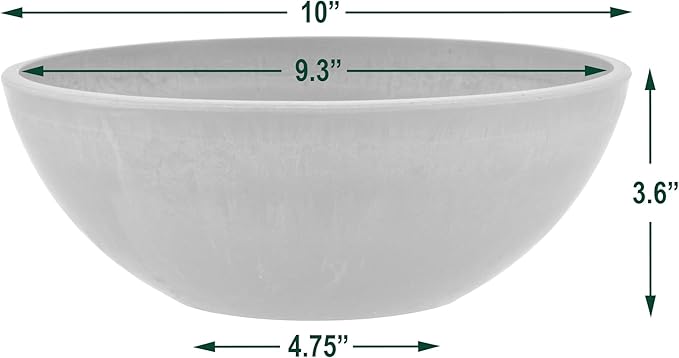 PSW Pot Collection M25TP 10-inch Plastic/Stone/Wood Composite Low Bowl Planter - Image 4