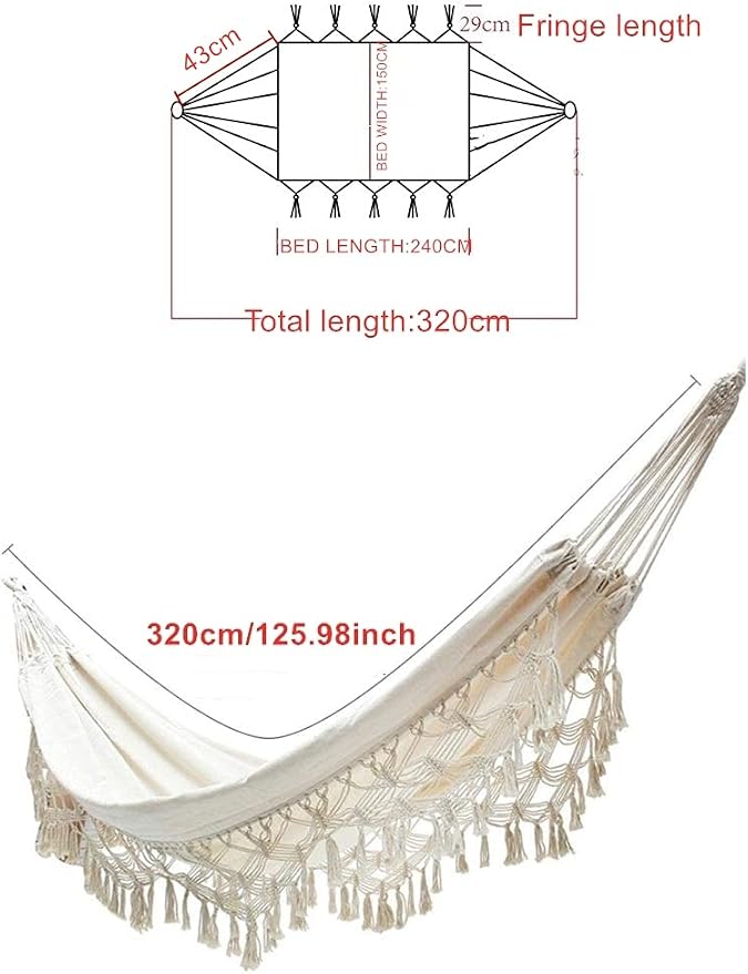Hammock Brazilian Double Hammocks Soft Comfortable Fabric Cotton Canvas Hanging - Image 5