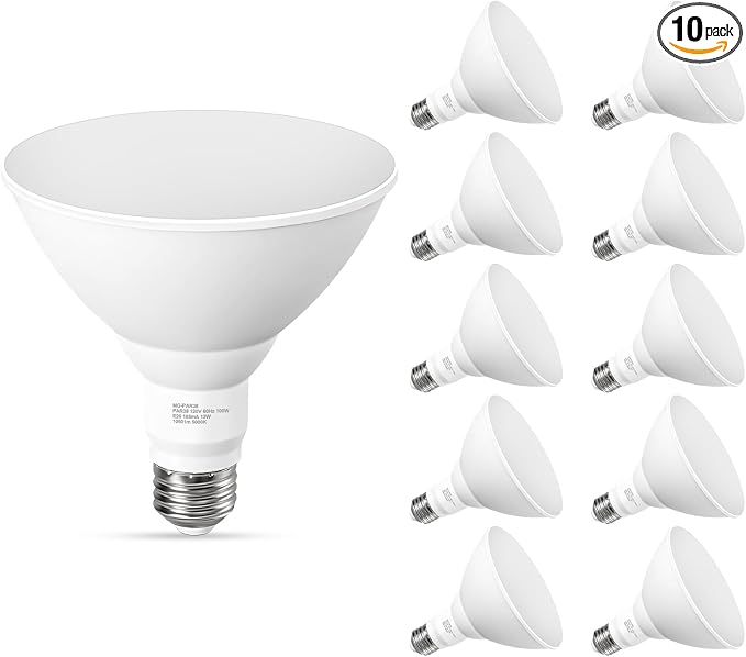 10 Pack PAR38 LED Outdoor Flood Light Bulbs, 100W Equivalent, 5000K Daylight by GvvooHome