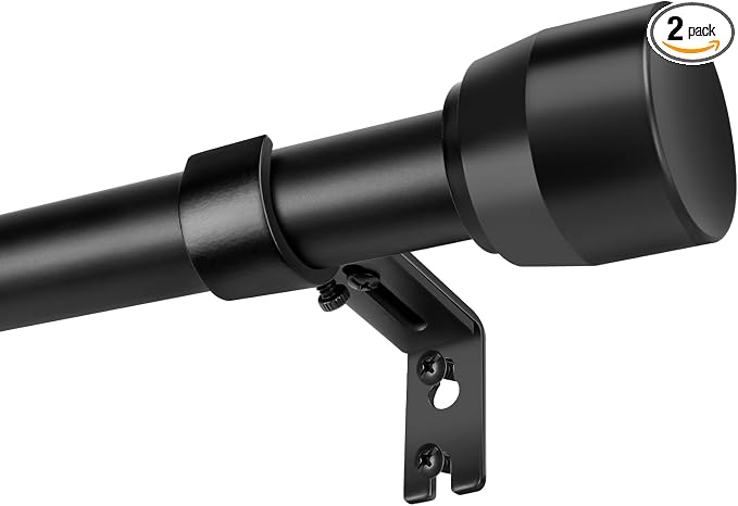 Matte Black Curtain Rod Itself is 30-144 inch 2 Pack, Fit 30 to 142, 66 to 120 by Unknown
