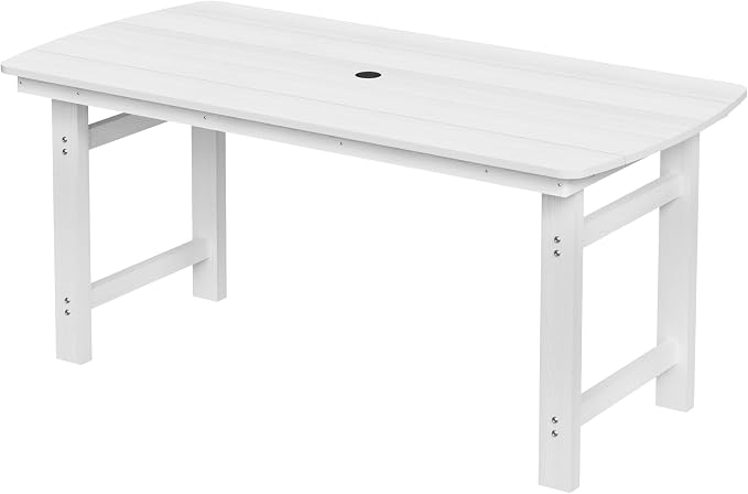 Outdoor Rectangle Dining Table, Heavy-Duty HDPE Table by Suunyn