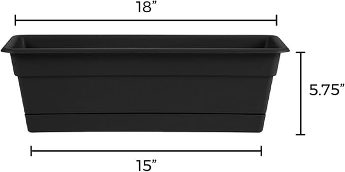 Bloem Dura Cotta 18" Black Resin Rectangle Window Box Planter - Image 3