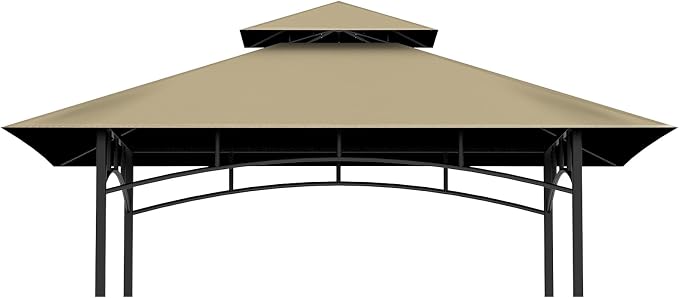 Grill Gazebo Replacement Top, 5 * 8 Outdoor BBQ Top Cover, Double Layer BBQ by COVBOARD