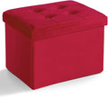 LINMAGCO Storage Ottoman Folding Foot Stool Velvet Foot Rest by LINMAGCO