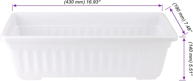 JOIKIT 6 Packs 17 Inch White Plastic Flower Window Boxes Planters - Image 2
