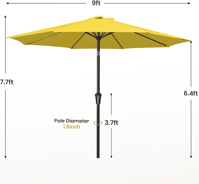 MEWAY 9ft Patio Umbrella Outdoor Table Umbrellas - Image 7