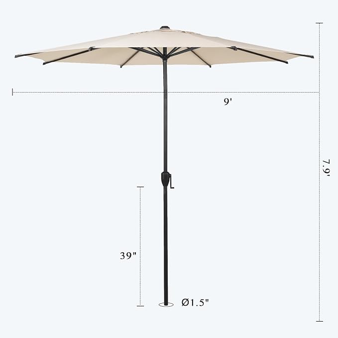 Abba Patio 9FT Lyon Outdoor Patio Umbrella Outdoor Table Umbrella - Image 3