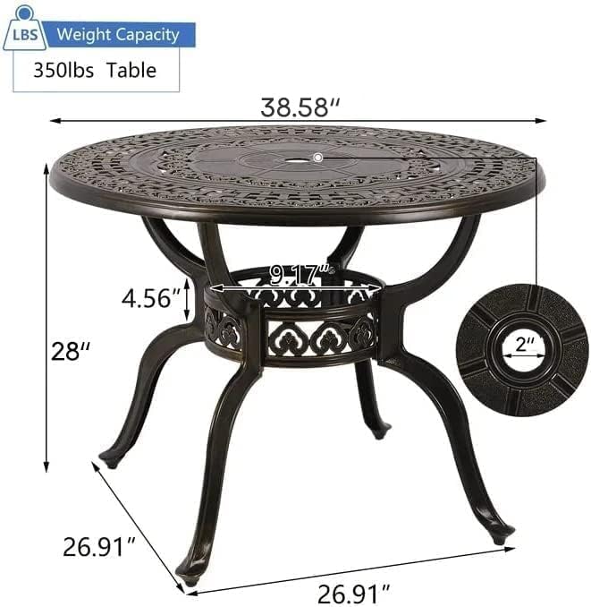 Patio Dining Table, Cast Aluminum Patio Table - Image 6