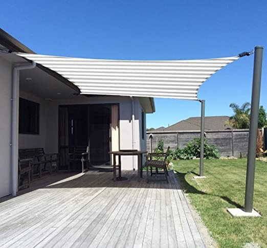 SUNNY GUARD Sun Shade Sail 8'x12' Rectangle Grey-White UV Block Sunshade by SUNNYGUARD