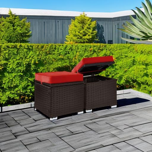 Best Choice Products Set of 2 Wicker Ottomans, Additional Seating, Side Table - Image 2