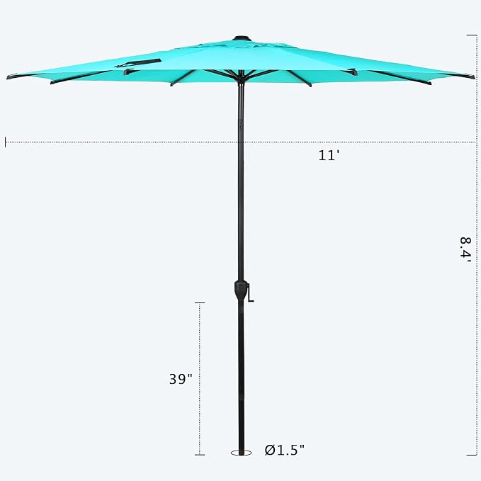 Abba Patio 11FT Lyon Outdoor Patio Umbrella Outdoor Table Umbrella - Image 7