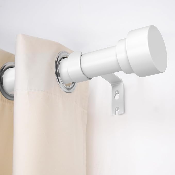 Curtain Rods for Windows 48 to 84, 1 Inch Adjustable White Heavy Duty Long - Image 2