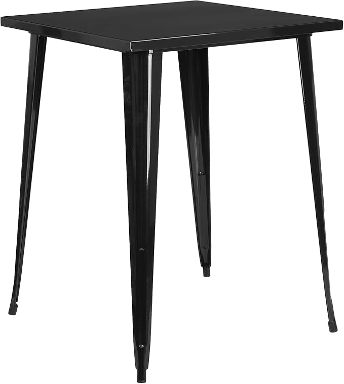 Flash Furniture Nolan Commercial Grade 31.5" Square Black Metal Indoor-Outdoor by FlashFurniture