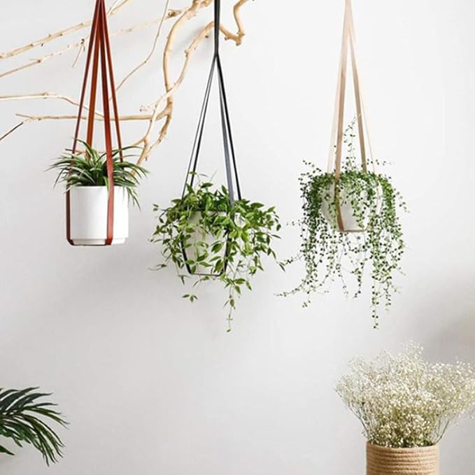 Plant Hangers PU Leather 2Pcs Hanging Planters - Image 3