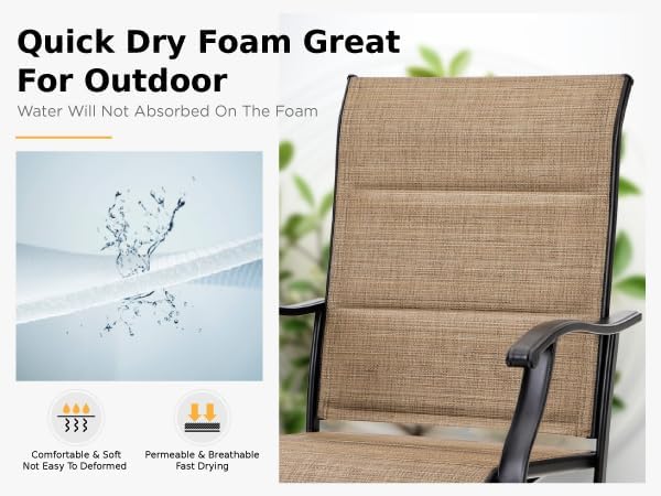 MFSTUDIO Outdoor Bar Stools Set of 2, Swivel Bar Height Patio Chairs Outdoor - Image 3