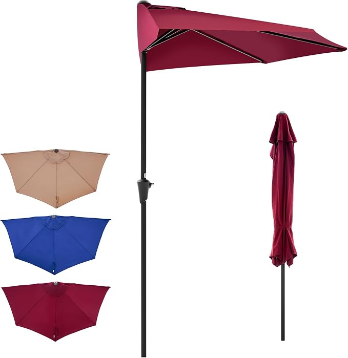 OLIXIS Half 9Ft Umbrella Outdoor Patio, Scalloped Patio Umbrella - Image 8