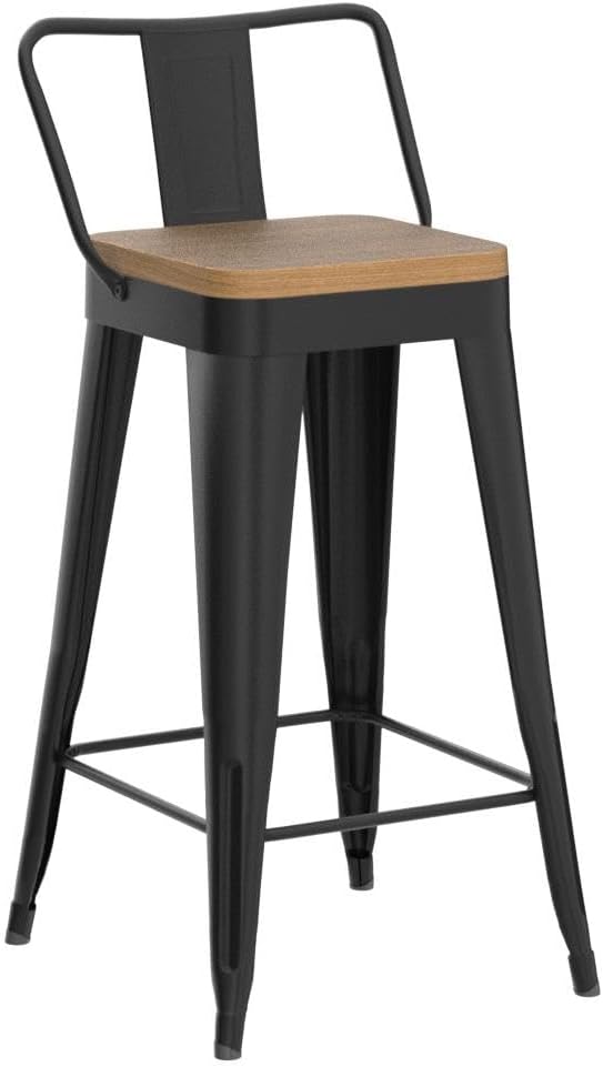 WENTMENT Bar Stools Set of 4 Counter Height Metal Barstools - Image 4