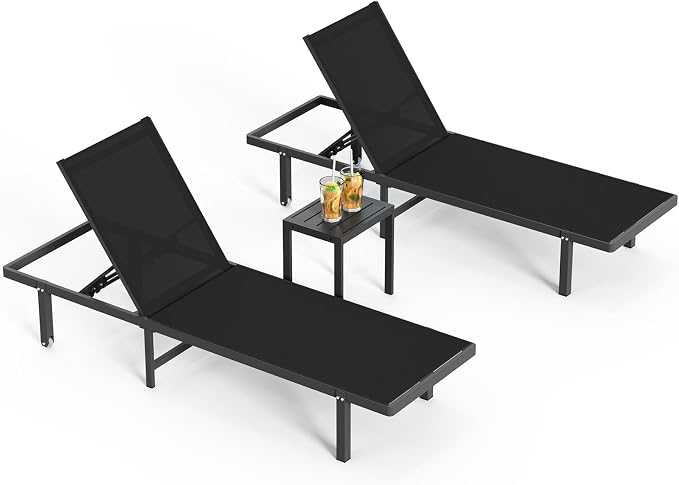 Pool Lounge Chairs Set of 3，Outdoor Lounge Chairs - Image 8