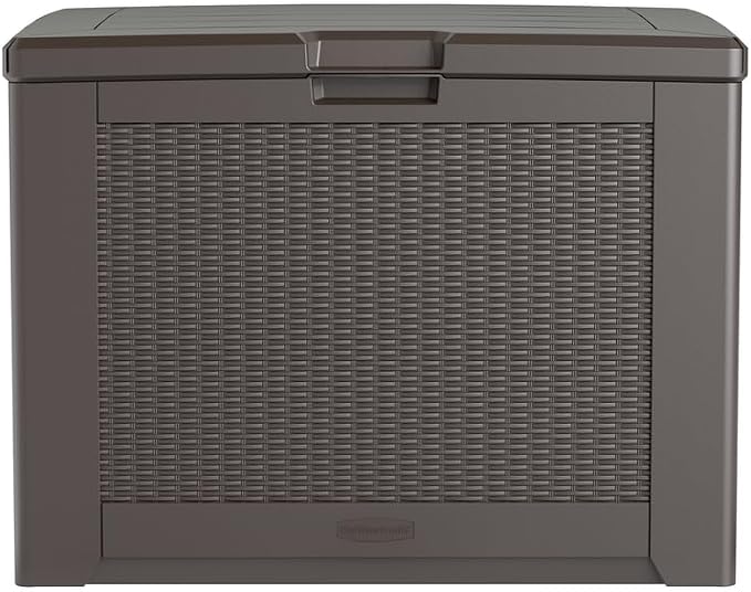 Rubbermaid Medium Resin Outdoor Storage Deck Box Weather Resistant Brown Deck - Image 2