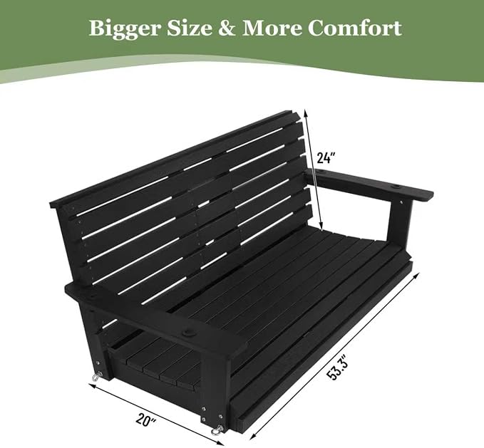 Poly Lumber 3-Seat Porch Swing, HIPS 5-Feet Bench Swing - Image 5