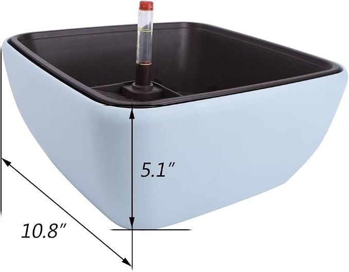 Vencer 10.8 Inch Plastic Square Self Watering Planter, Water Indicator - Image 2