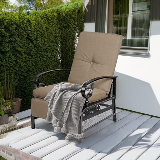 Oakcloud Adjustable Outdoor Lounge Chair Metal Patio Relaxing Recliner Chair - Image 5