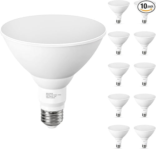 10 Pack PAR38 LED Outdoor Flood Light Bulbs, 100W Equivalent, 3000K Warm White by GvvooHome