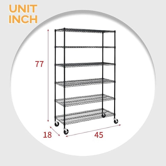 BestOffice Storage Shelves 6 Tier Metal Shelves Adjustable Heavy Duty Garage - Image 3