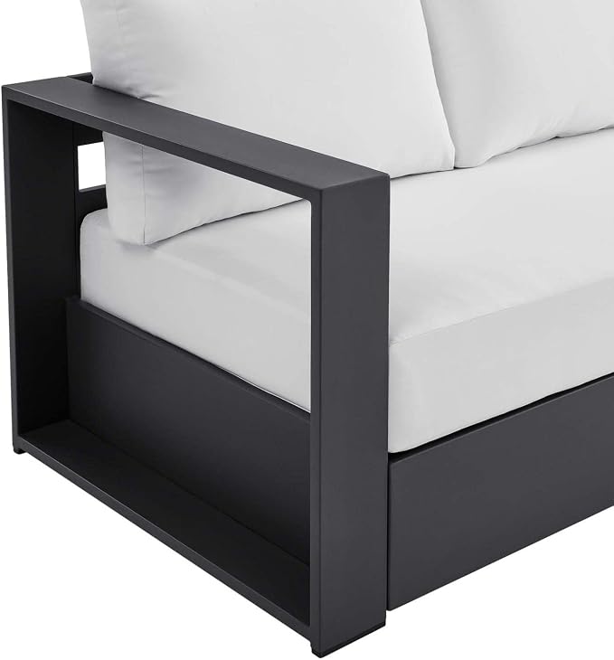 Modway Tahoe Aluminum Outdoor Patio Sofa in Gray White - Image 7