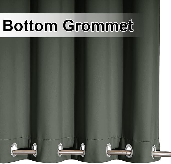 NICETOWN 2 Panels Greyish Green Blackout Bottom Weighted Outdoor Curtains - Image 6