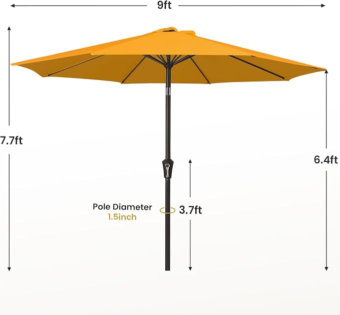 MEWAY 9ft Patio Umbrella Outdoor Table Umbrellas - Image 7
