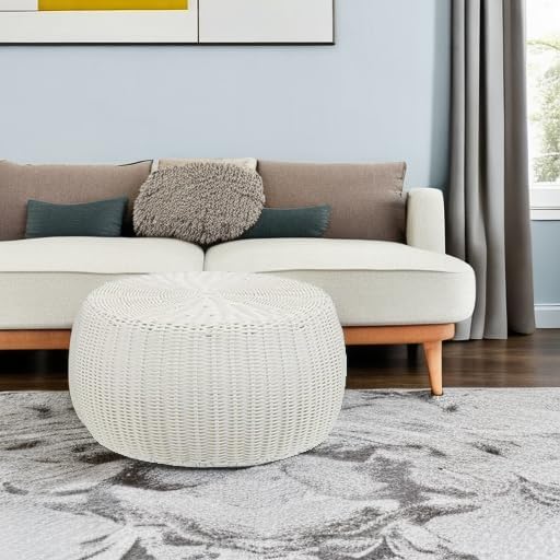 Resin Wicker Storage Stool or Side Table - Image 5