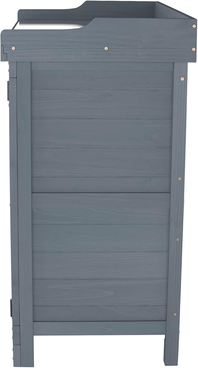 Outdoor Garden Patio Wooden Storage Cabinet Furniture Waterproof Tool Shed - Image 2