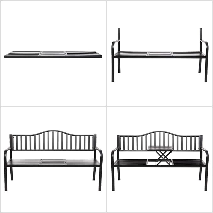 VINGLI 59" Outdoor Metal Bench Patio Bench - Image 6