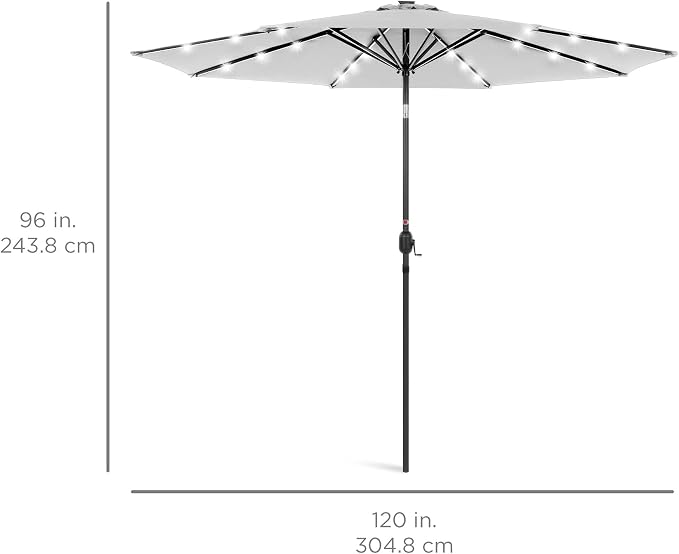 Best Choice Products 10ft Solar Polyester LED Lighted Patio Umbrella w/Tilt - Image 7