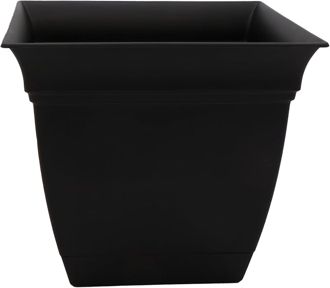 The HC Companies Eclipse Square Plastic Planter w/ Attached Saucer by TheHCCompanies