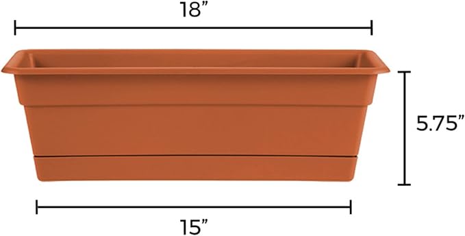 Bloem Dura Cotta 18" Terra Cotta Resin Rectangle Window Box Planter - Image 3