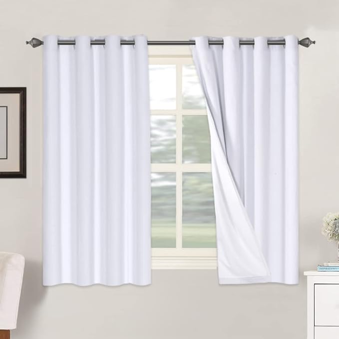 H.VERSAILTEX Linen Blackout Curtains 54 Inches Long 100% Blackout Thermal by HVERSAILTEX
